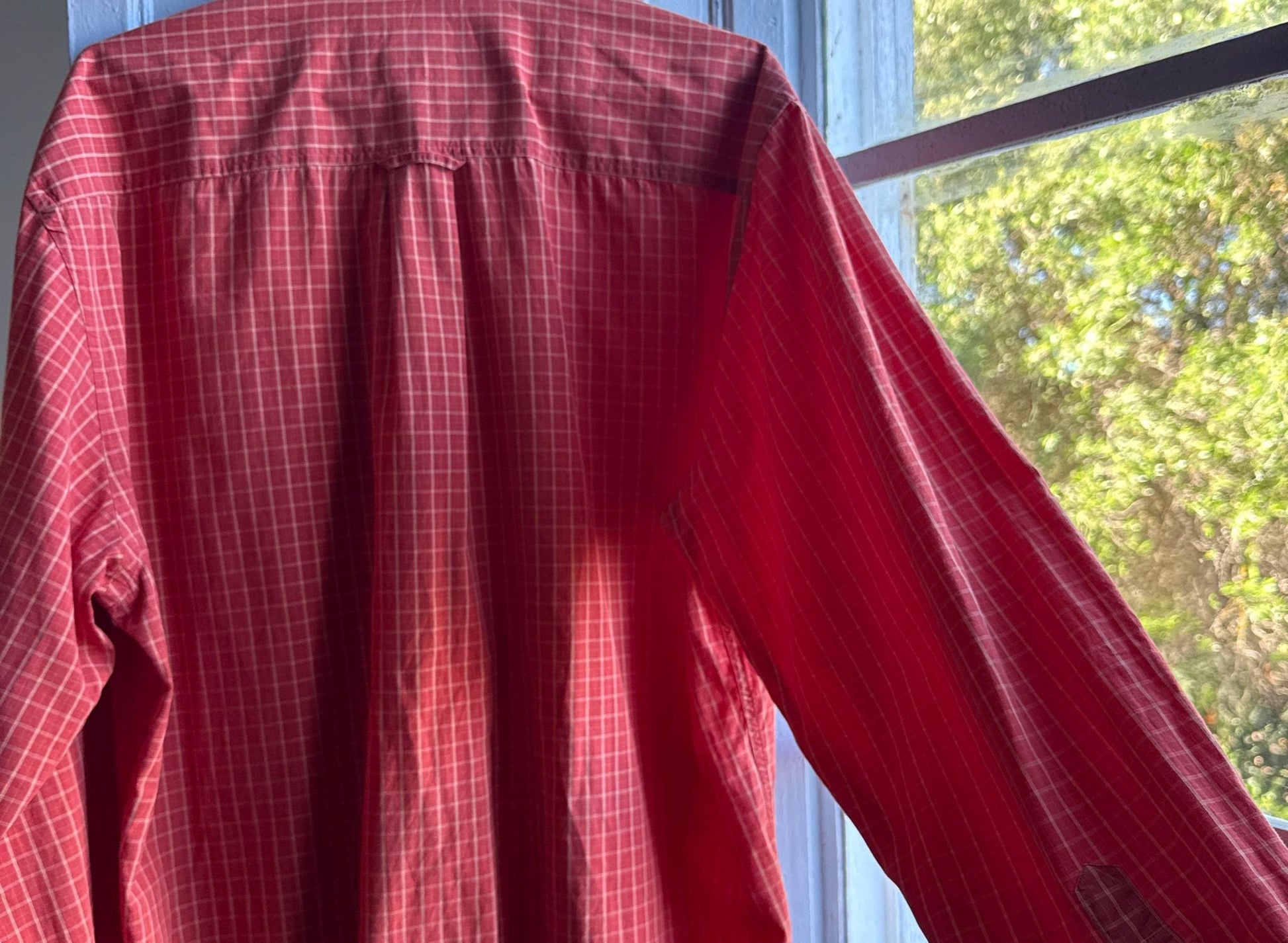 Vintage Massimo Dutti Sport Shirt, Men Orange Plaid Button Down, Cotton preppy vintage wear, 44