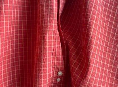 Vintage Massimo Dutti Sport Shirt, Men Orange Plaid Button Down, Cotton preppy vintage wear, 44