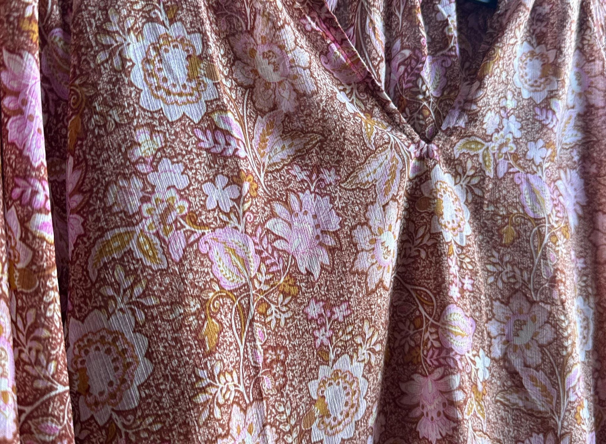 Sheer Floral Blouse Boho Pink Romantic Top, Lightweight Summer Peasant Style clothing, Indie Feminine Vintage Womens festival wear