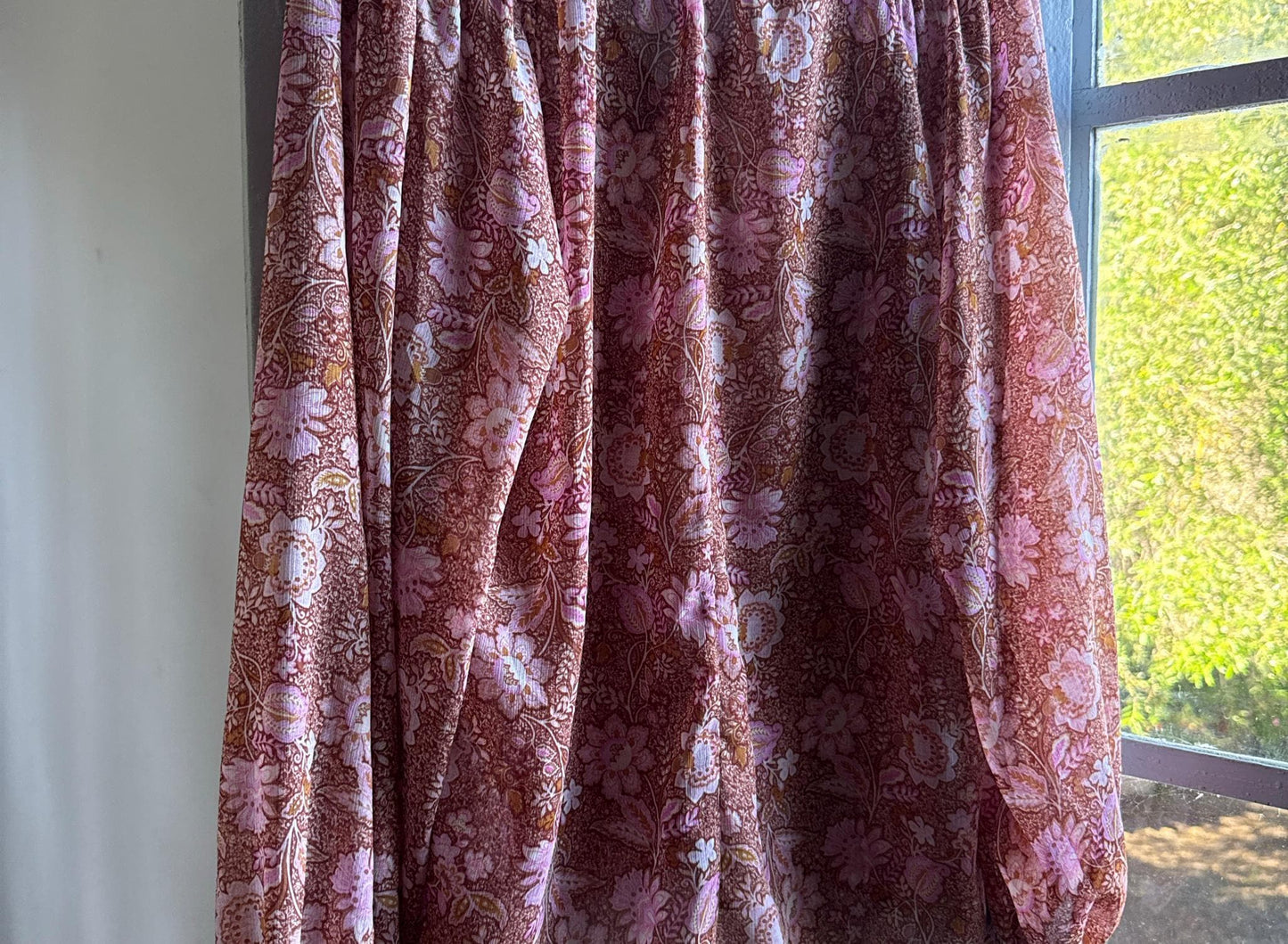 Sheer Floral Blouse Boho Pink Romantic Top, Lightweight Summer Peasant Style clothing, Indie Feminine Vintage Womens festival wear