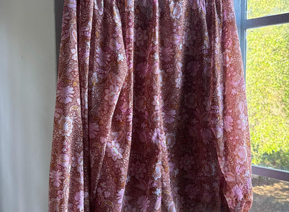 Sheer Floral Blouse Boho Pink Romantic Top, Lightweight Summer Peasant Style clothing, Indie Feminine Vintage Womens festival wear
