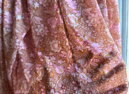 Sheer Floral Blouse Boho Pink Romantic Top, Lightweight Summer Peasant Style clothing, Indie Feminine Vintage Womens festival wear