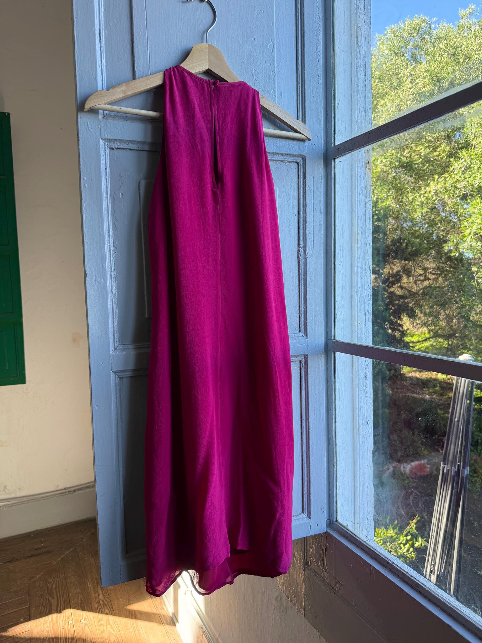 Fuchsia Minimalist Slip Midi Dress — additional view 11
