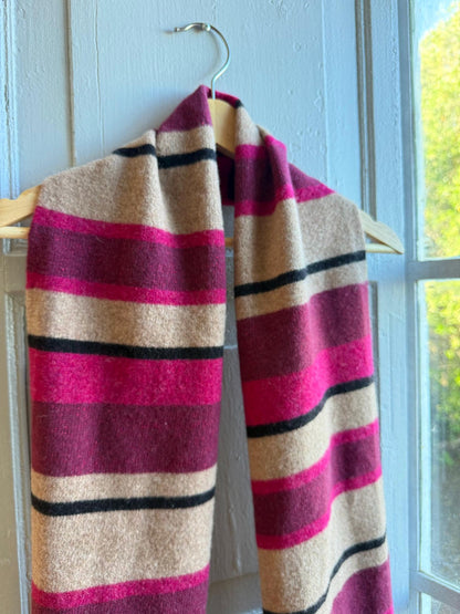Vintage Pink Striped Lambswool Scarf — additional view 5