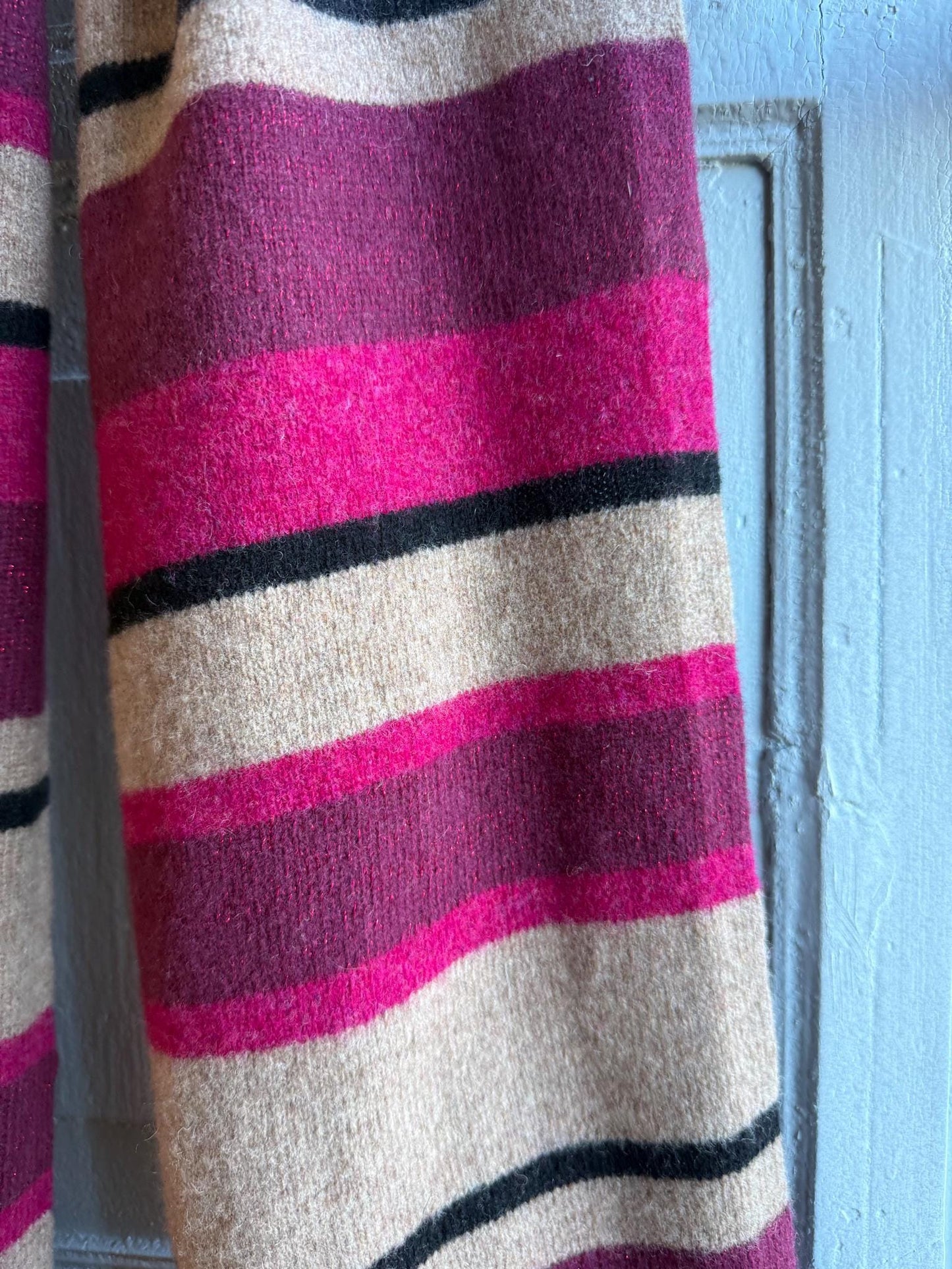 Vintage Pink Striped Lambswool Scarf — additional view 6