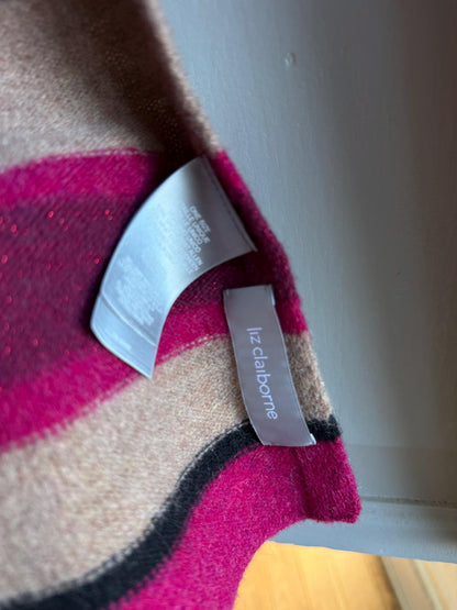 Vintage Pink Striped Lambswool Scarf — additional view 7