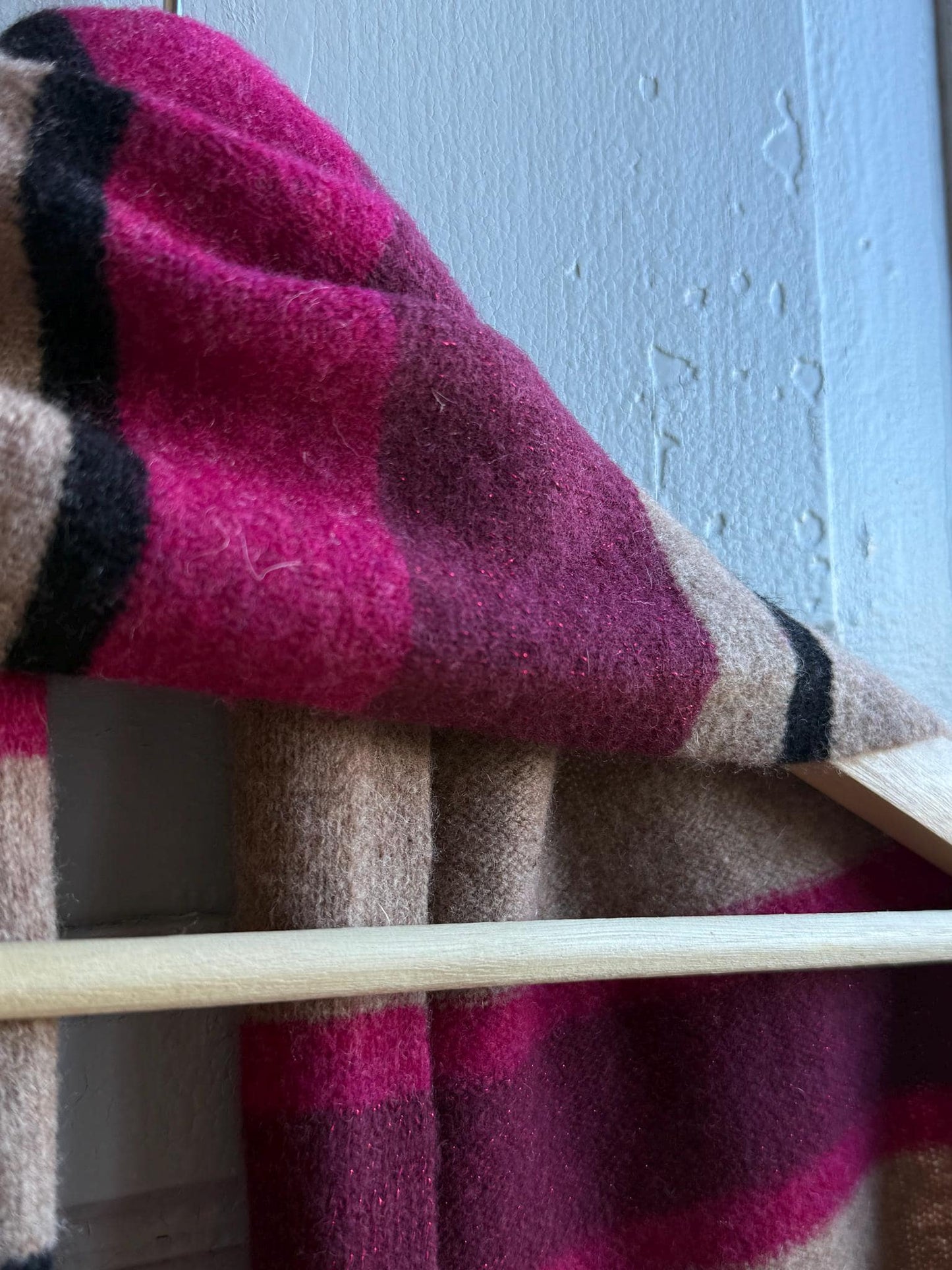 Vintage Pink Striped Lambswool Scarf — additional view 10