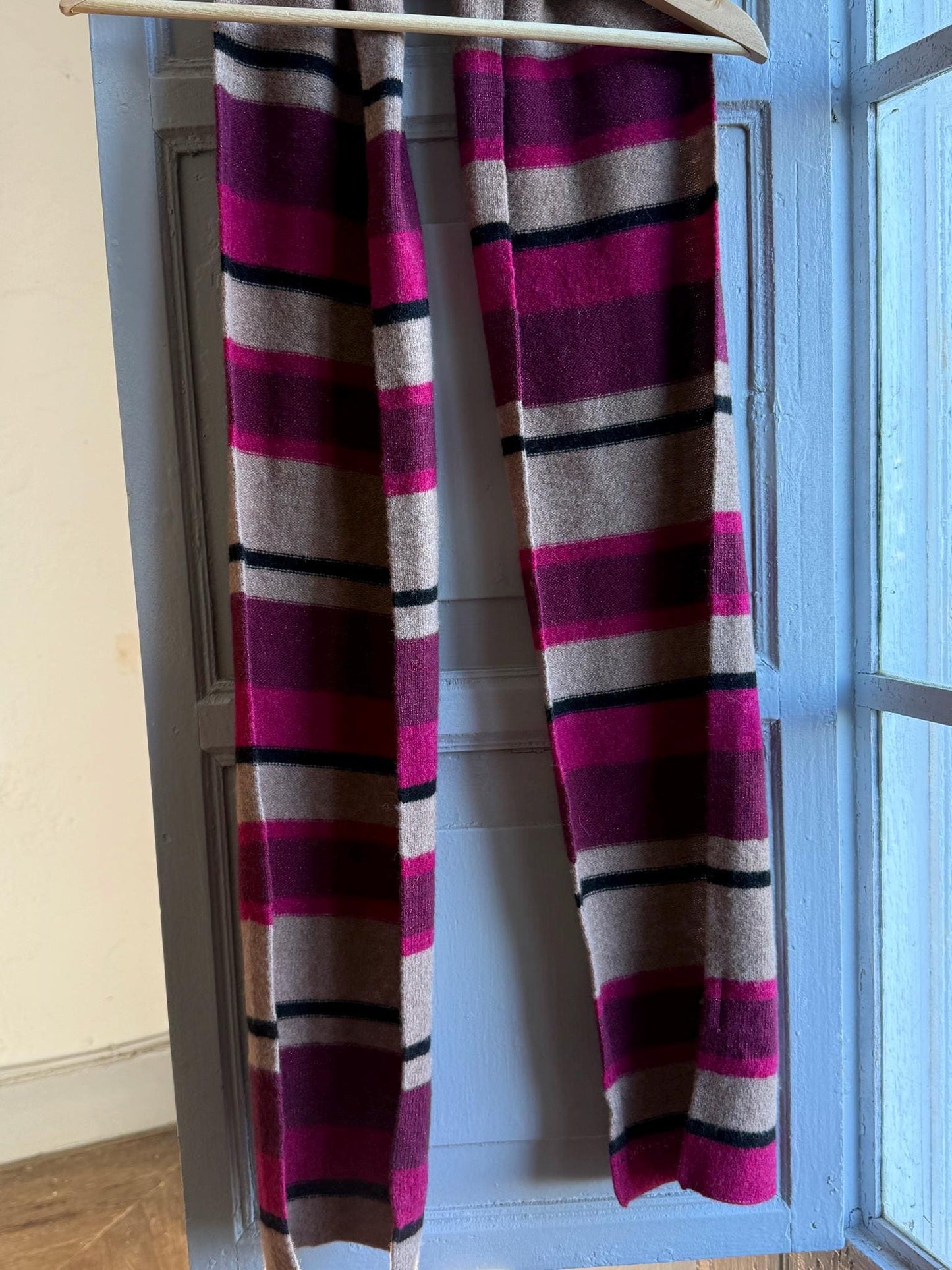 Vintage Pink Striped Lambswool Scarf — additional view 11