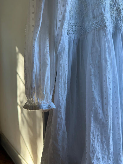 White Cotton Boho Dress, Romantic Lace Summer Mini, Prairie Cottagecore Beach wear, Womens Relaxed Babydoll