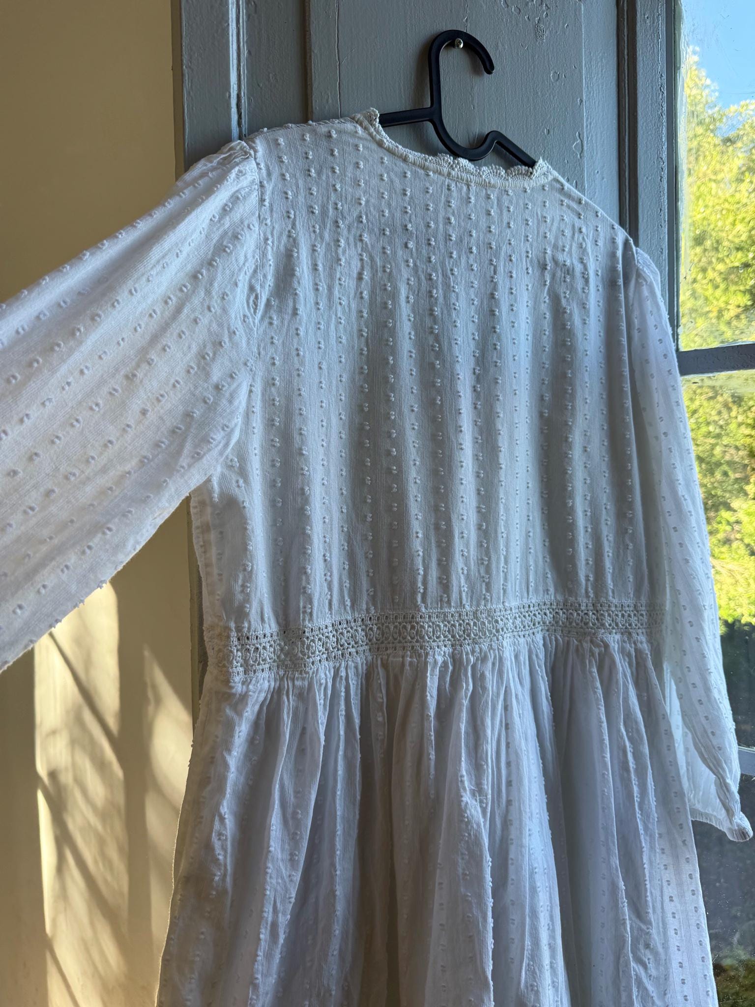 White Cotton Boho Dress, Romantic Lace Summer Mini, Prairie Cottagecore Beach wear, Womens Relaxed Babydoll