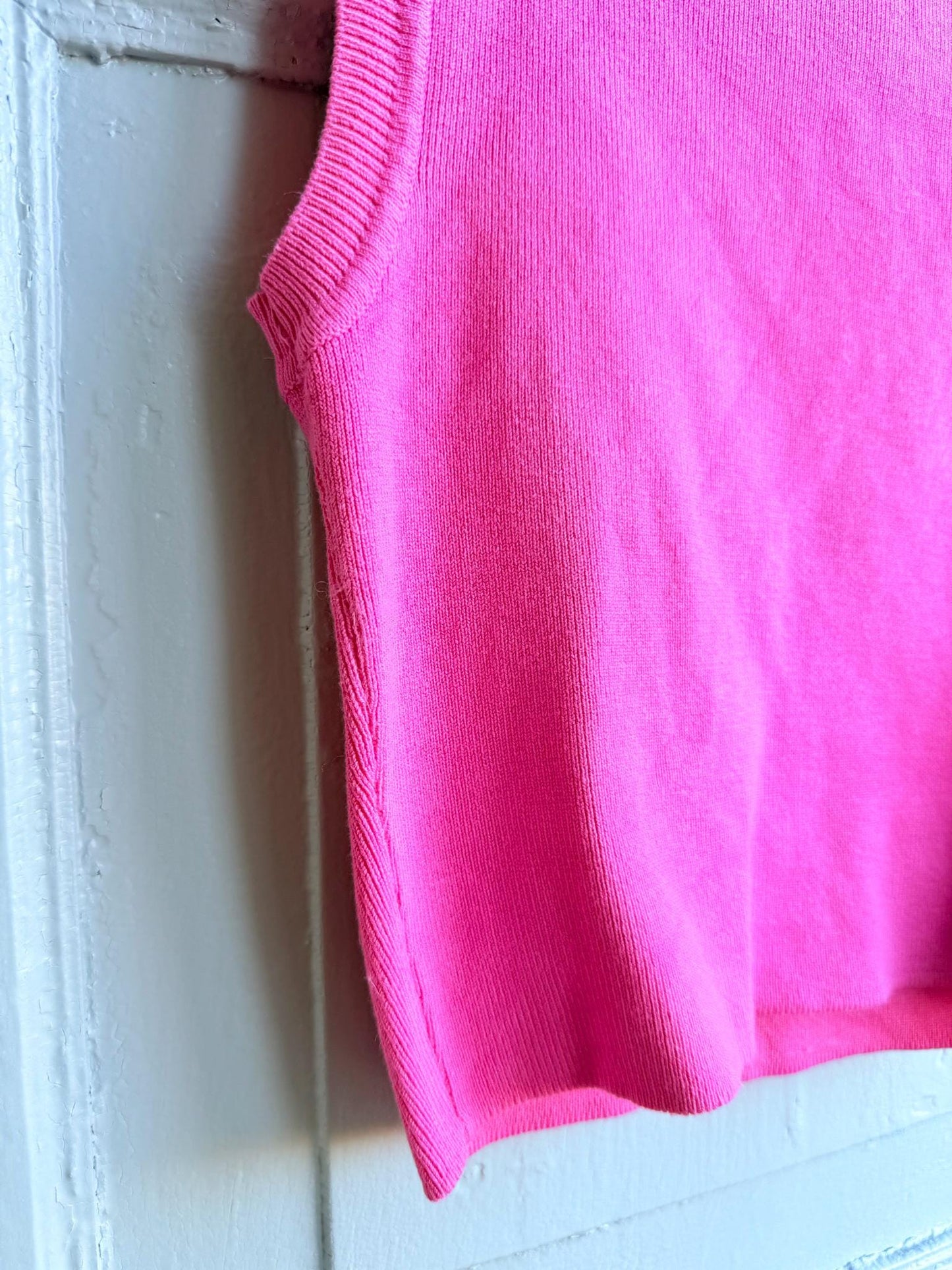 Pink Cropped Tank Top, Y2K Minimal Basic Barbiecore shirt, Soft Girl Fitted Summer Top, XS