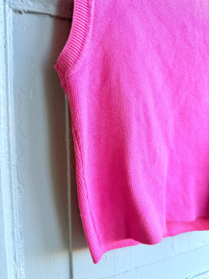 Pink Cropped Tank Top, Y2K Minimal Basic Barbiecore shirt, Soft Girl Fitted Summer Top, XS