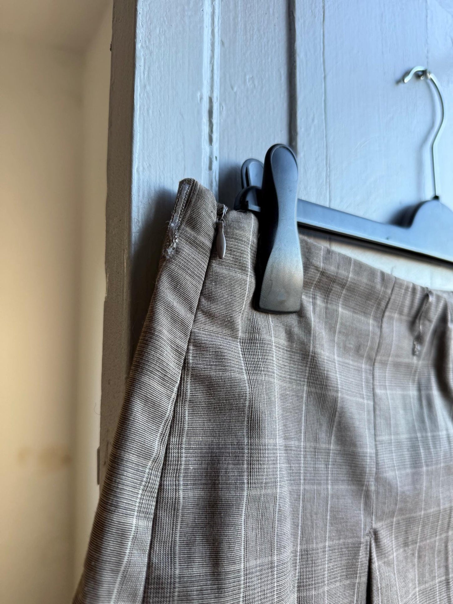Y2K Pleated Skort Brown Plaid Mini Skirt, Low Rise Preppy Tennis Style Vintage, Womens Large XL