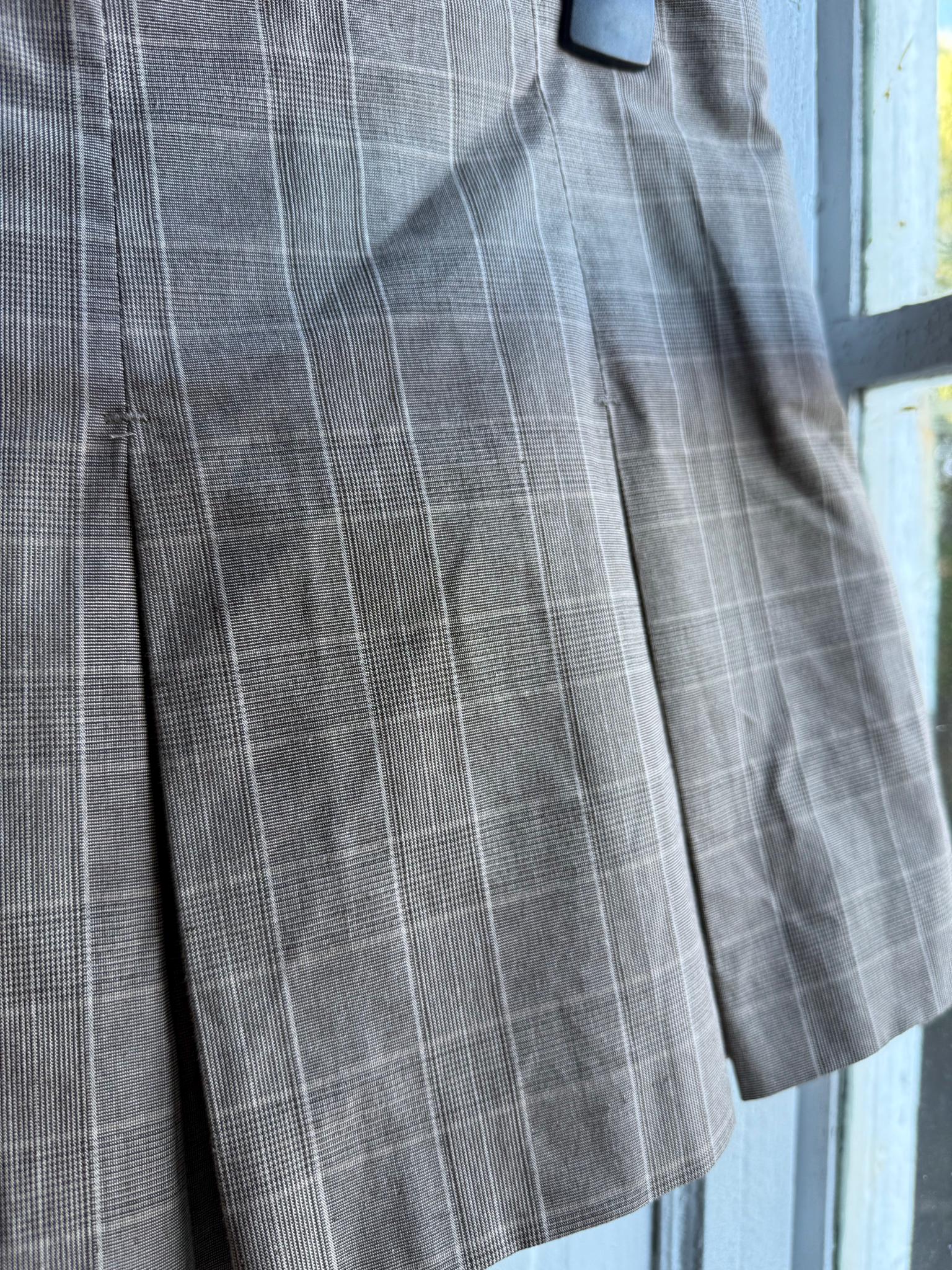 Y2K Pleated Skort Brown Plaid Mini Skirt, Low Rise Preppy Tennis Style Vintage, Womens Large XL