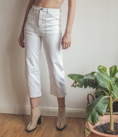 Vintage Y2K white jeans with high waist, summer bootcut jeans,