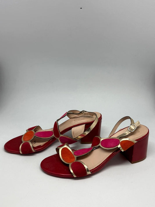 Vintage Red Block Heel Sandals, Made in Spain