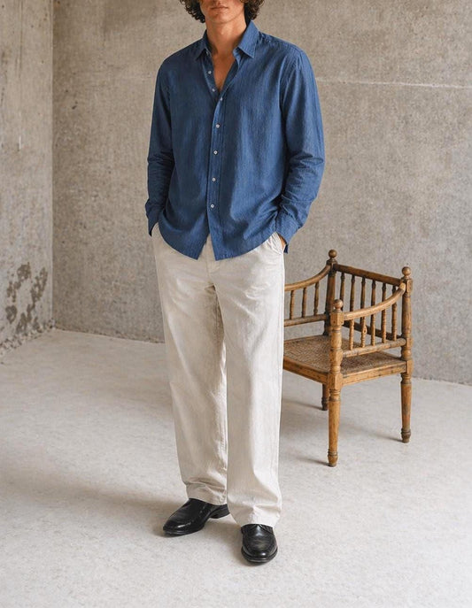 Vintage Hugo Boss Blue Linen Shirt