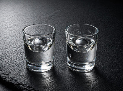 Thick Clear Glass Shot Glasses, Set of 2