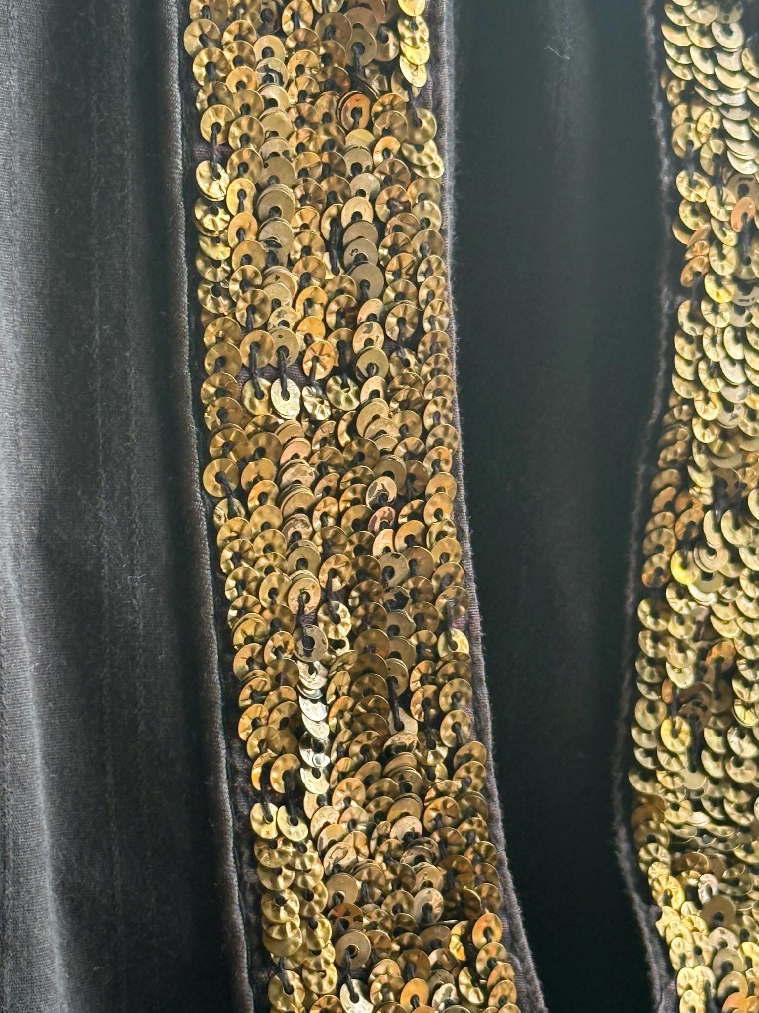 Massimo Dutti Black Blouse, Gold Embellished V Neck Top, EU 36, Minimal Luxe Chic Evening Shirt