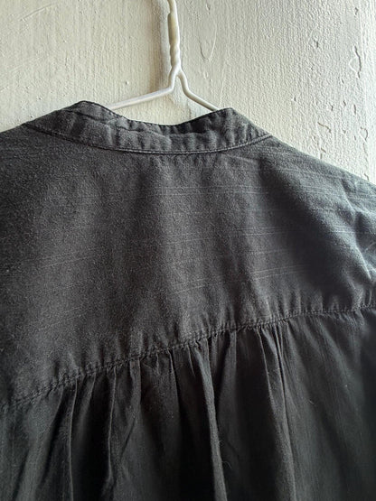 Massimo Dutti Black Blouse, Gold Embellished V Neck Top, EU 36, Minimal Luxe Chic Evening Shirt