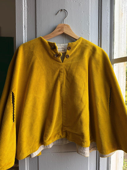 Yoli & Otis Kids Corduroy Poncho, S, Unworn Mustard Yellow cape, Waldorf Montessori clothing, Slow Fashion Cape