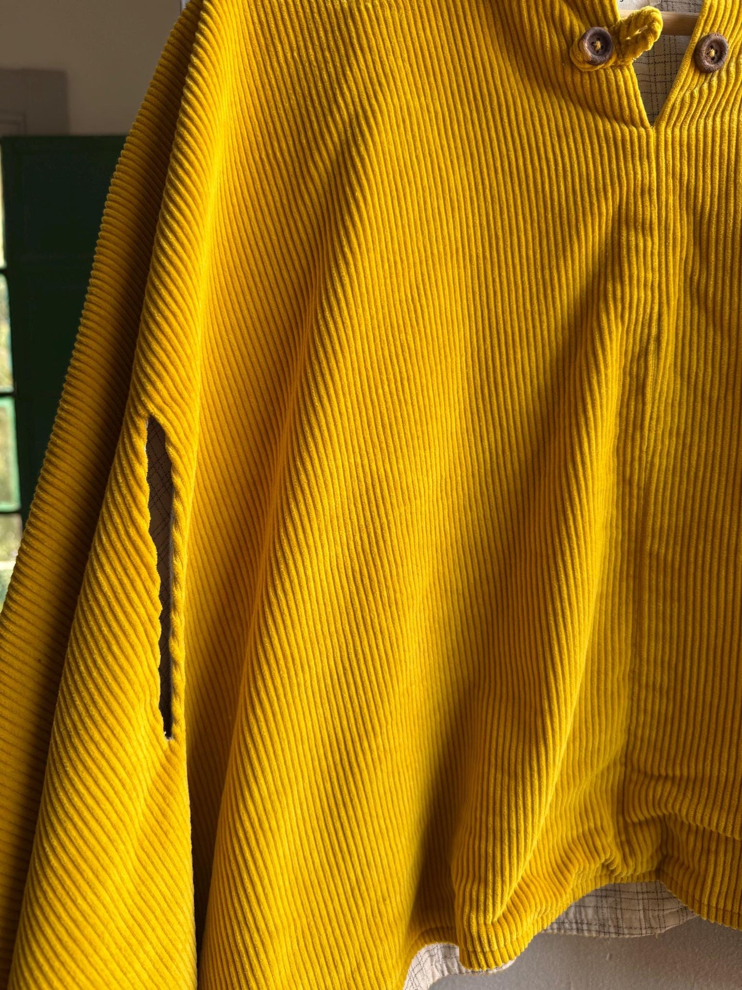 Yoli & Otis Kids Corduroy Poncho, S, Unworn Mustard Yellow cape, Waldorf Montessori clothing, Slow Fashion Cape