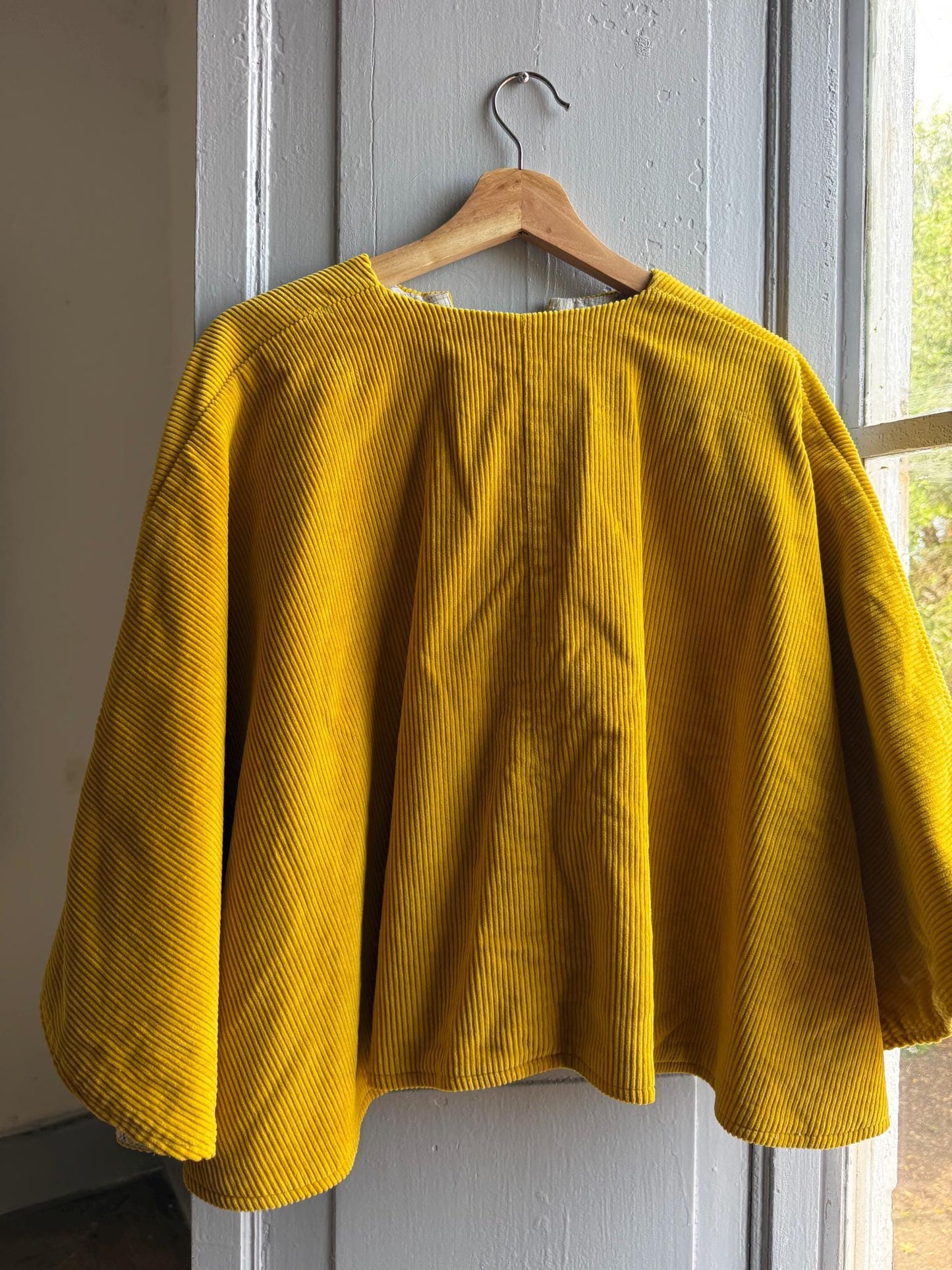 Yoli & Otis Kids Corduroy Poncho, S, Unworn Mustard Yellow cape, Waldorf Montessori clothing, Slow Fashion Cape