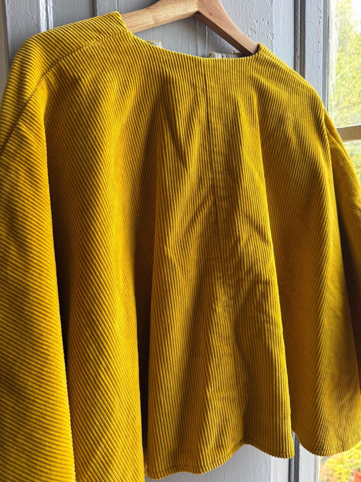 Yoli & Otis Kids Corduroy Poncho, S, Unworn Mustard Yellow cape, Waldorf Montessori clothing, Slow Fashion Cape