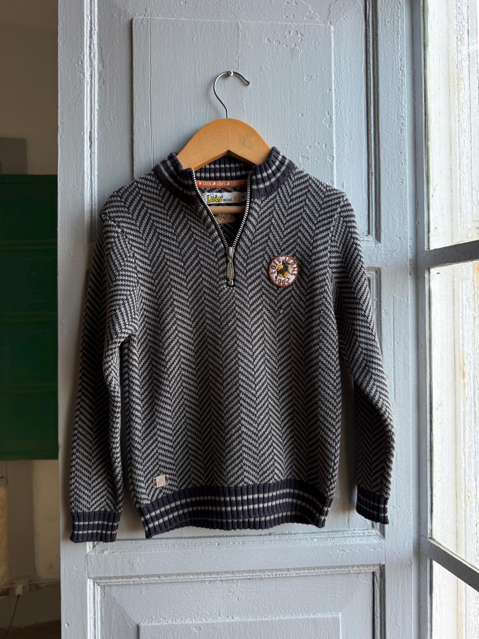 Chevron Knit Jumper For Kids In Grey — detail