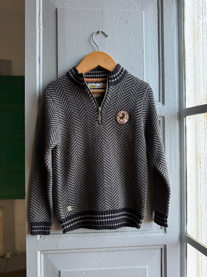 Chevron Knit Jumper For Kids In Grey — detail