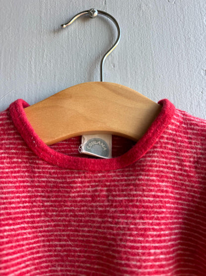 Organic Wool Baby Shirt - Red Stripes — detail