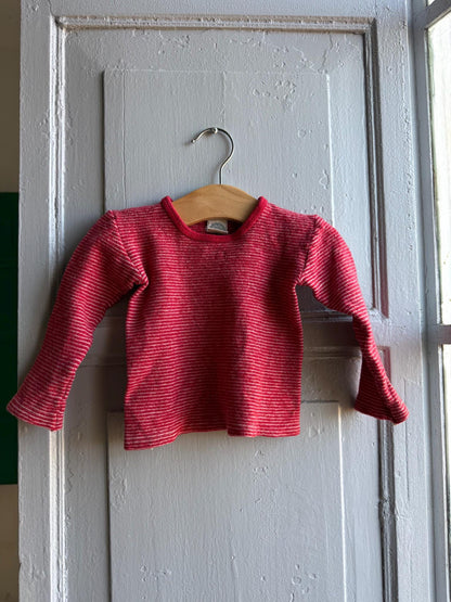 Organic Wool Baby Shirt - Red Stripes — detail