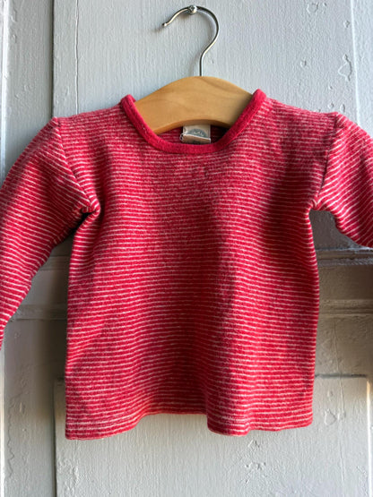 Organic Wool Baby Shirt - Red Stripes — back view