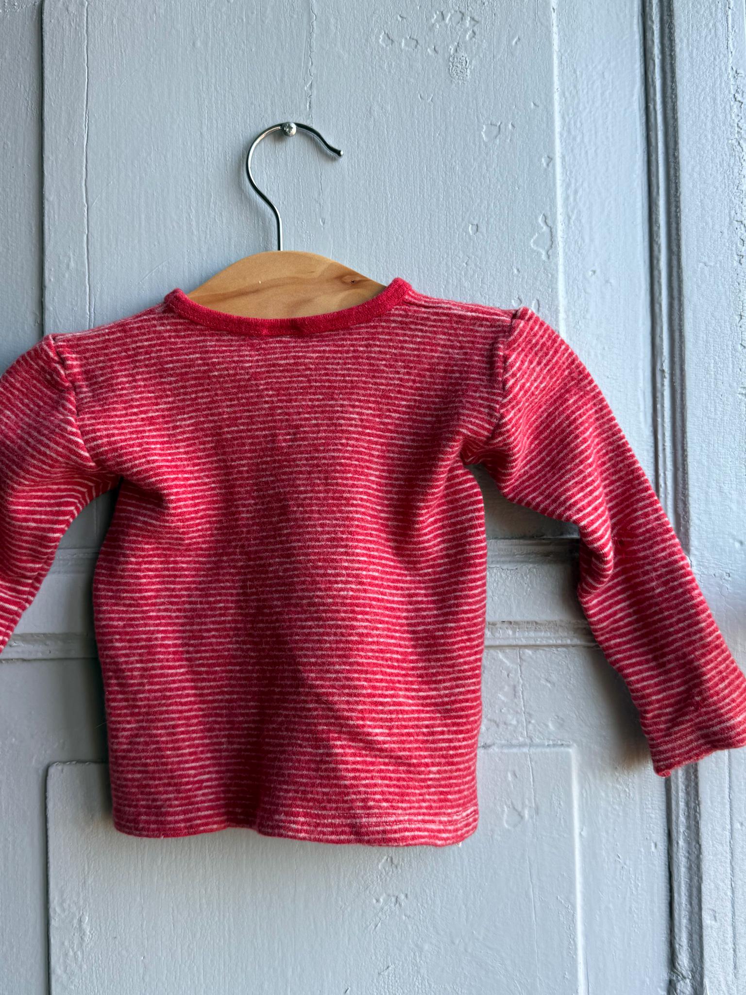 Organic Wool Baby Shirt - Red Stripes — additional view 12