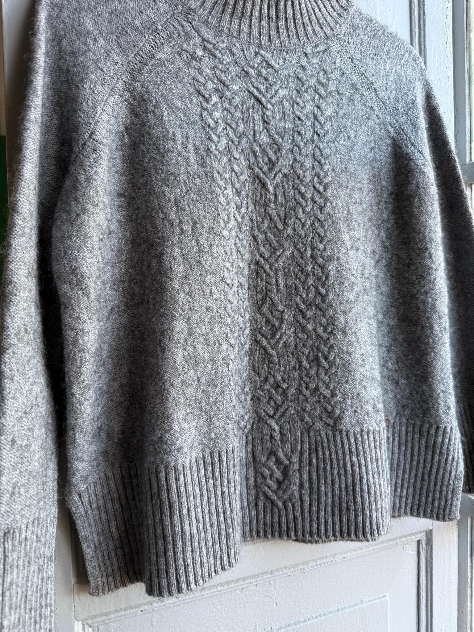 Grey Wool Blend Cable Knit Sweater — additional view 8