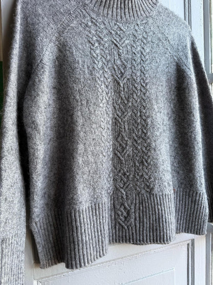 Grey Wool Blend Cable Knit Sweater — additional view 8