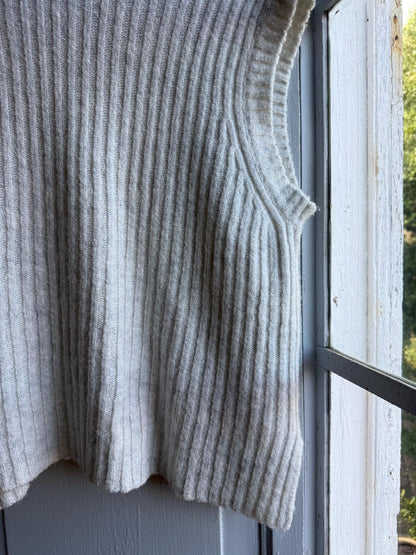 Sleeveless Knit Jumper, Alpaca Blend Cream Sweater Vest, Minimal Chic Womens knitwear, M - L