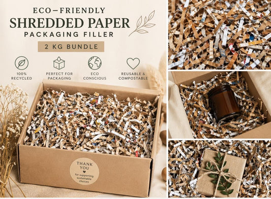 Eco Friendly Packaging Filler 2kg, Recycled Shredded Paper & Cardboard, Sustainable Box Fill, Small Business Supply