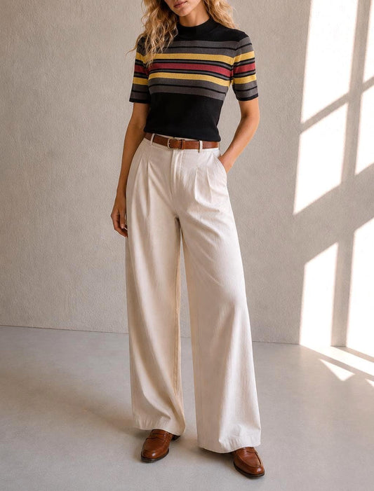 Retro Funnel Neck Merino Knit Tee
