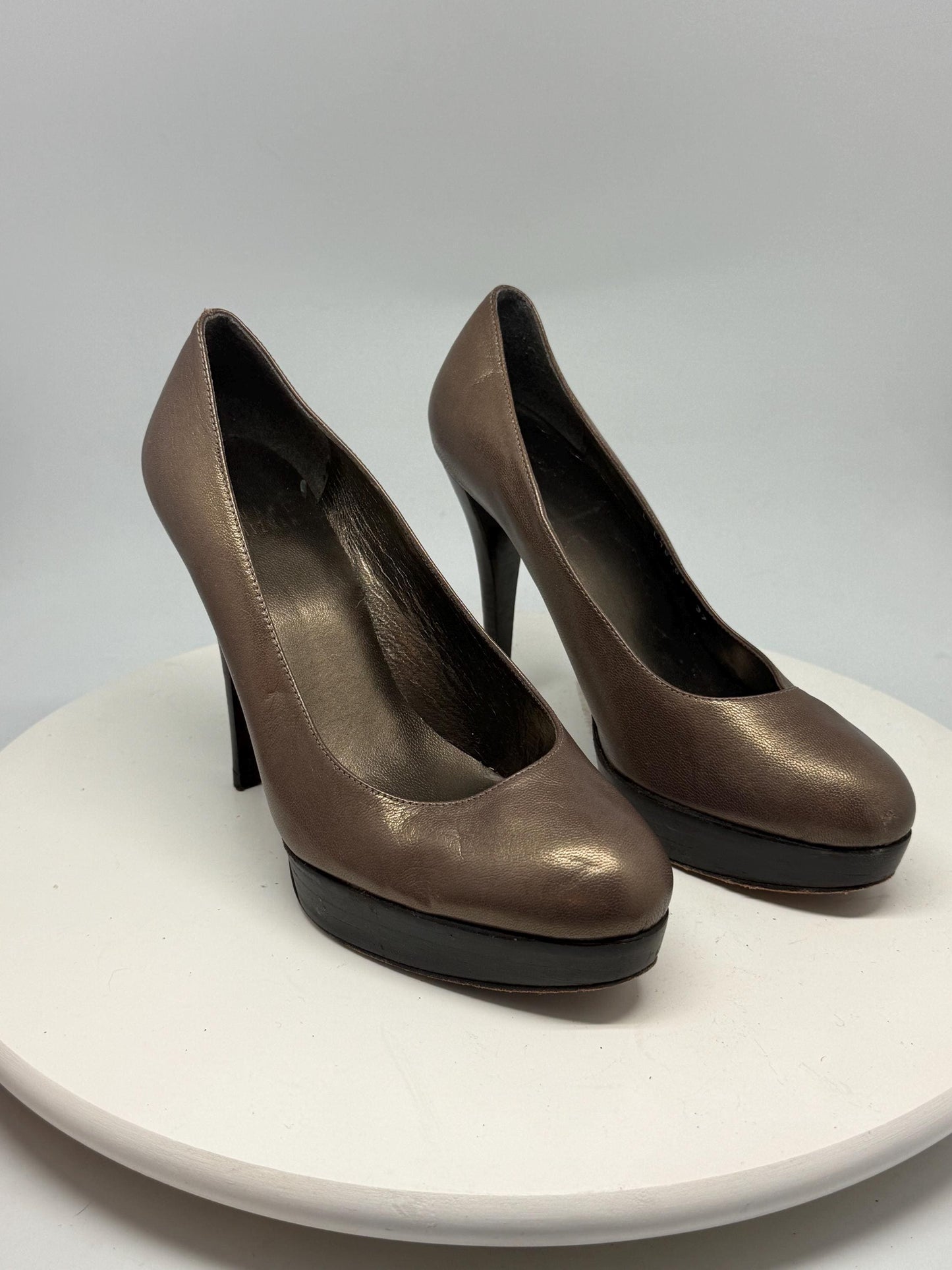 Bronze Leather Platform Pumps — additional view 7
