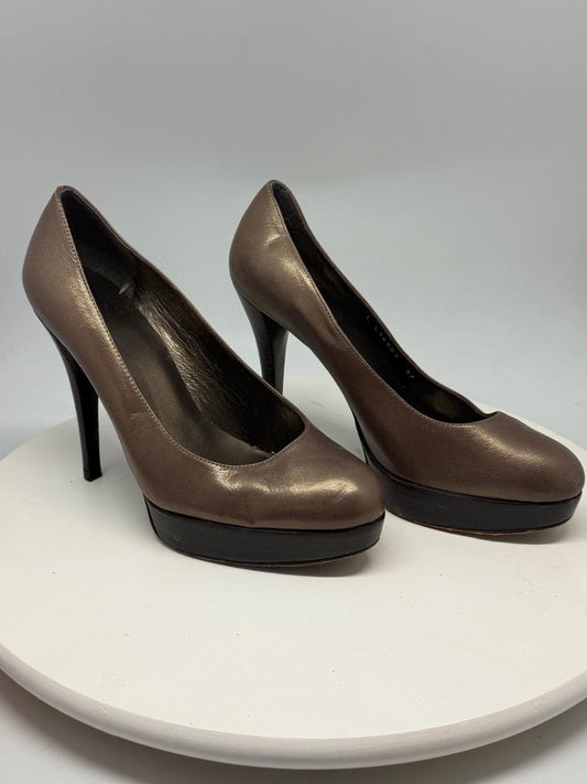 Bronze Leather Platform Pumps