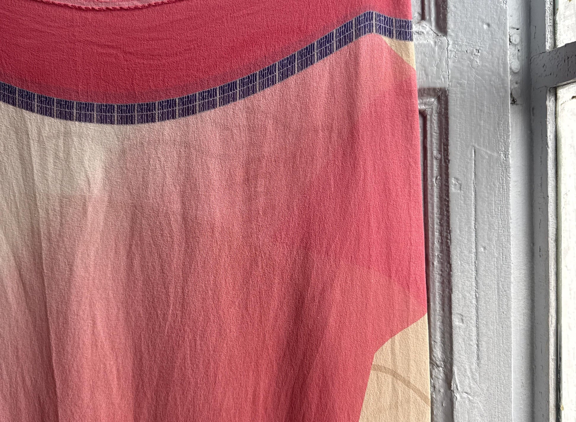 Vintage Silk Scarf, Soft Pink Abstract Pattern — additional view 5