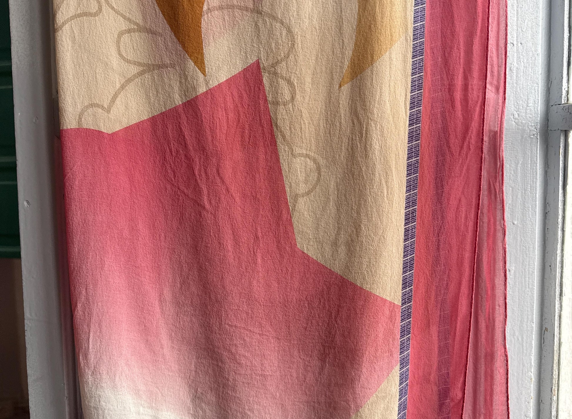 Vintage Silk Scarf, Soft Pink Abstract Pattern — additional view 8