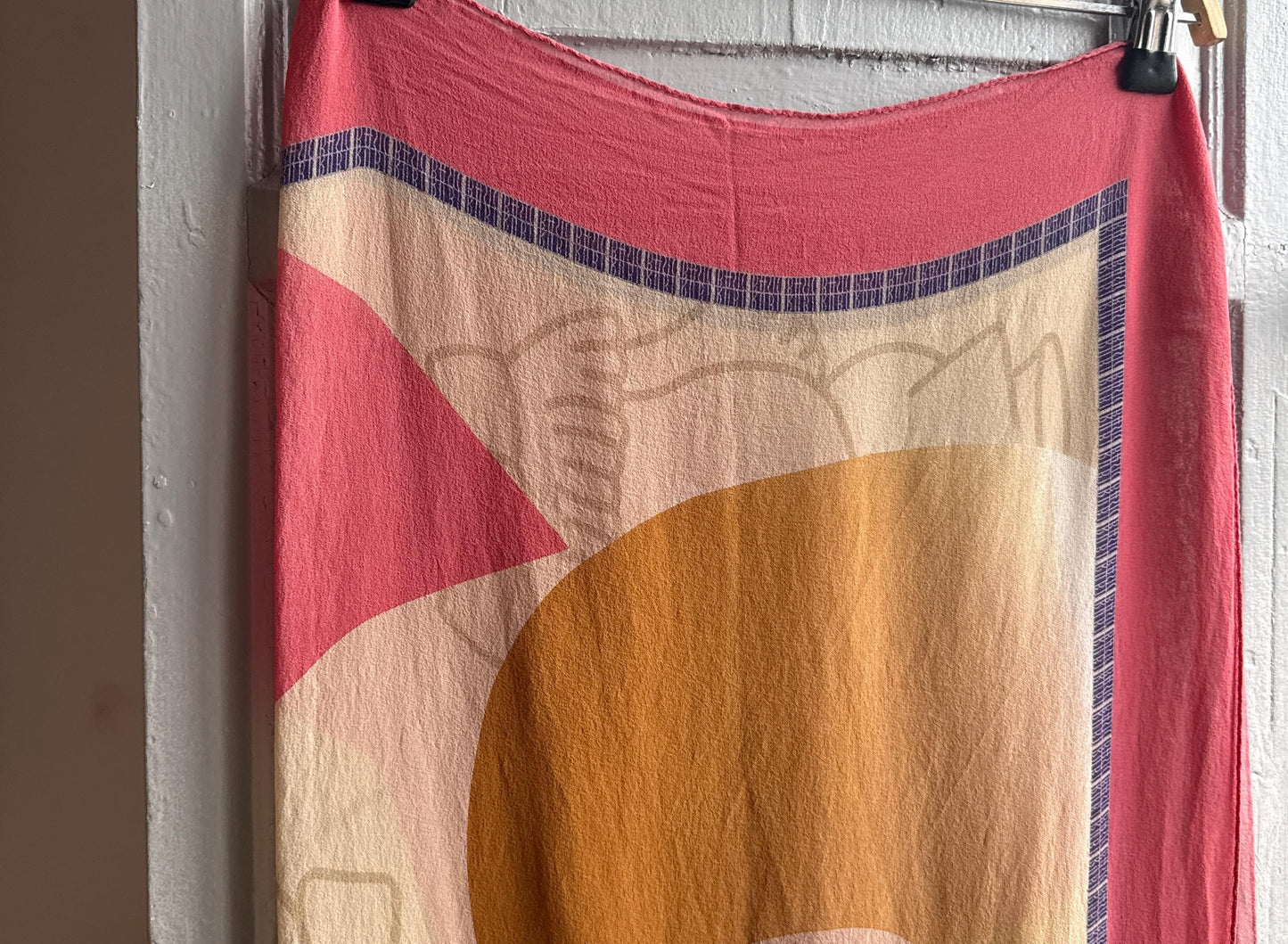 Vintage Silk Scarf, Soft Pink Abstract Pattern — additional view 9