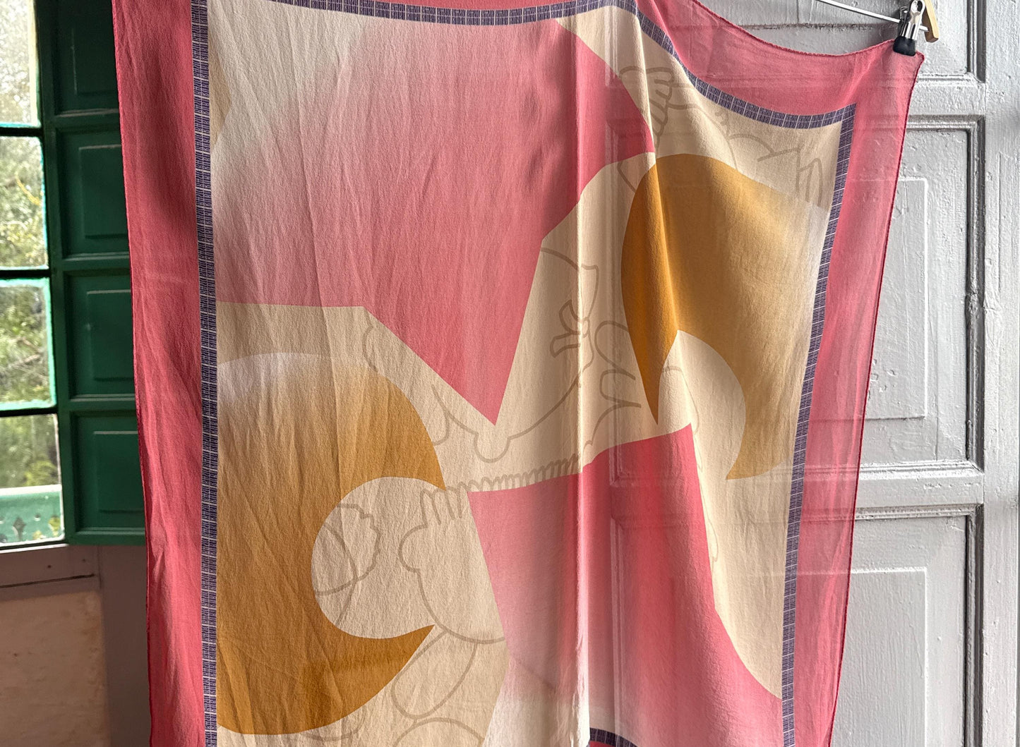 Vintage Silk Scarf, Soft Pink Abstract Pattern — additional view 11