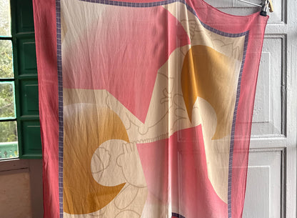 Vintage Silk Scarf, Soft Pink Abstract Pattern — additional view 11