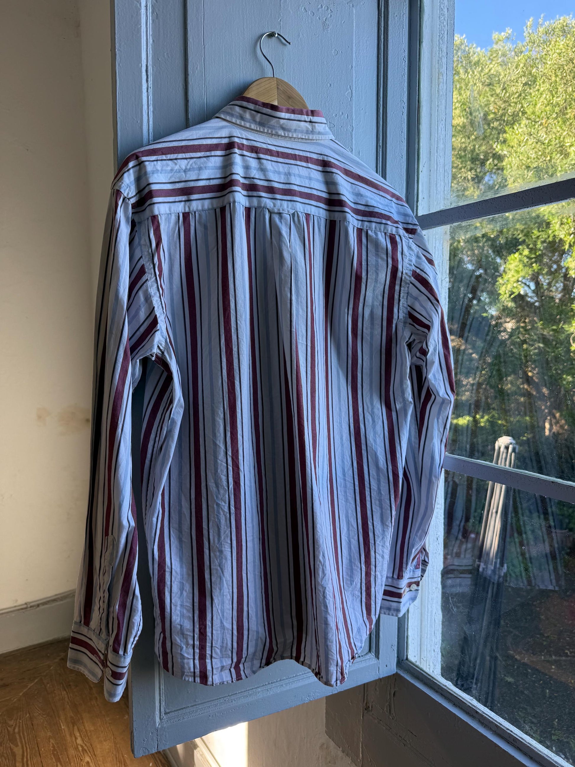 Vintage Barreds Sport Striped Shirt,m Mens Cotton Button Down, Relaxed Old Money Size L