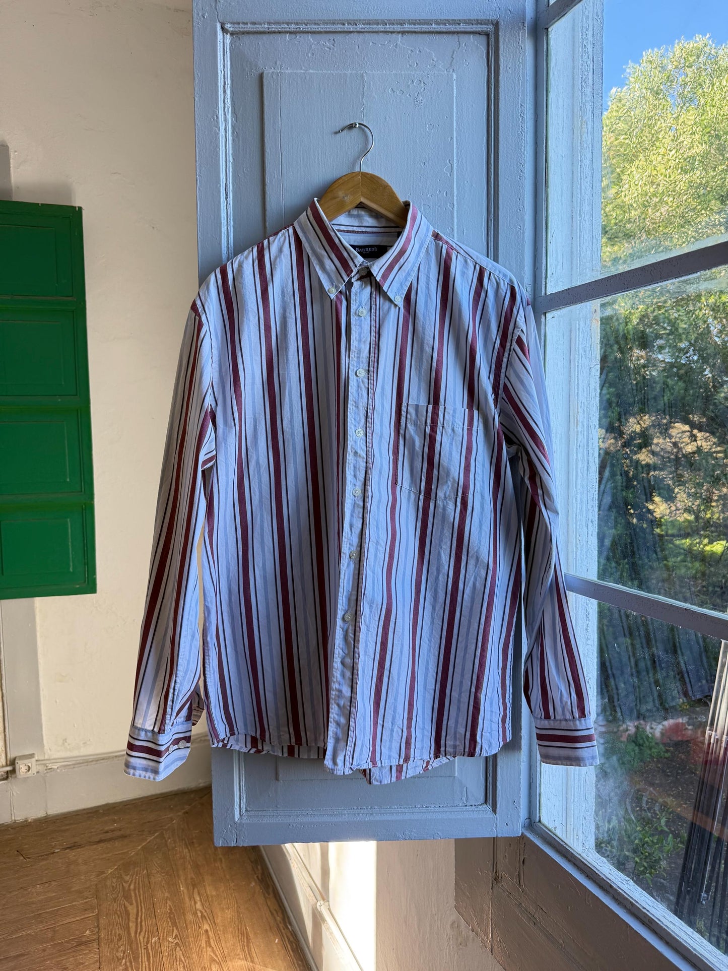 Vintage Barreds Sport Striped Shirt,m Mens Cotton Button Down, Relaxed Old Money Size L