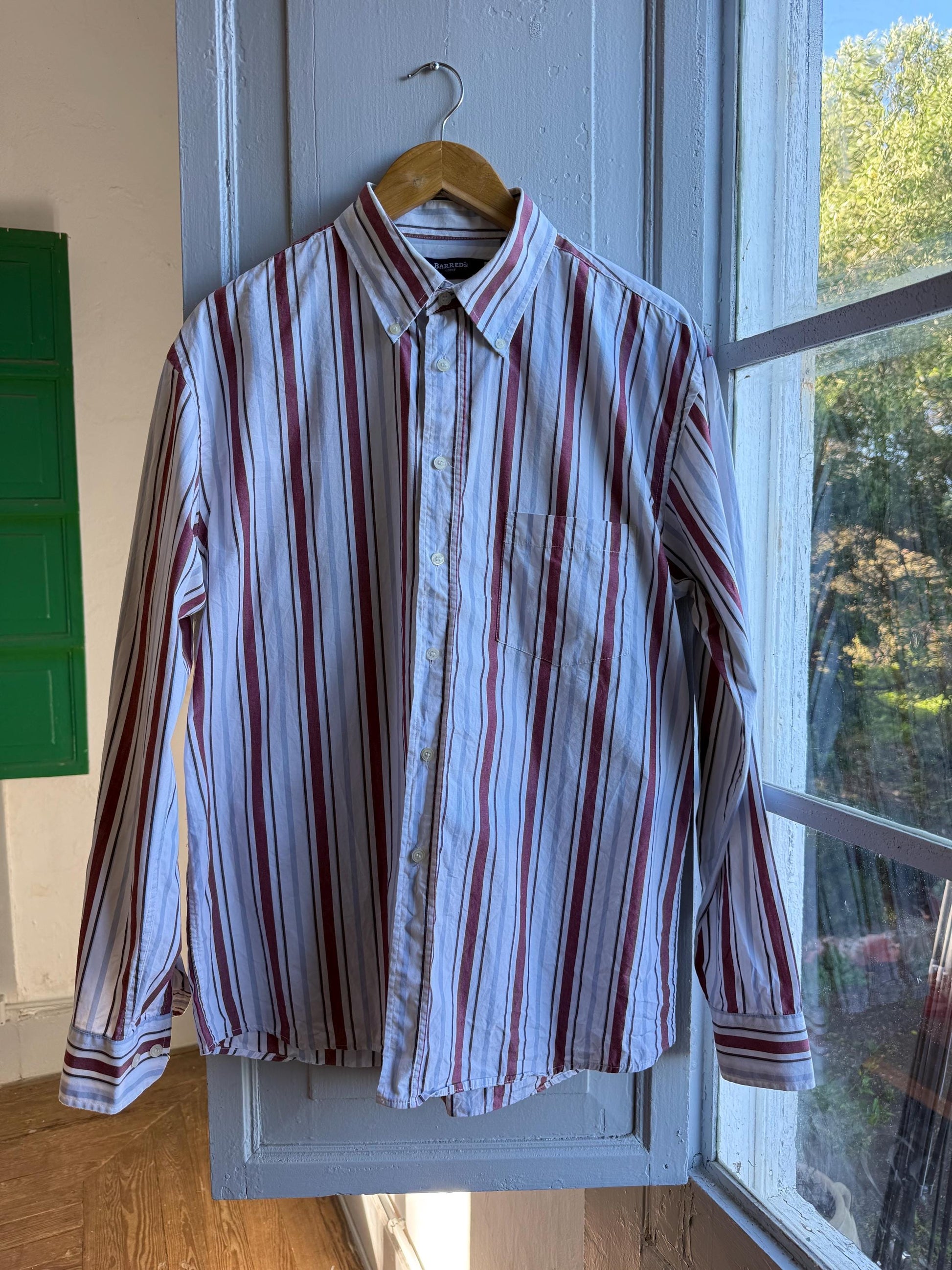 Vintage Barreds Sport Striped Shirt,m Mens Cotton Button Down, Relaxed Old Money Size L