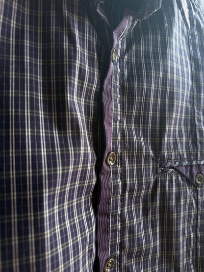 Boss Orange Purple Plaid Mens Shirt, Branded Button Down, Luxury Preppy menswear, Size M